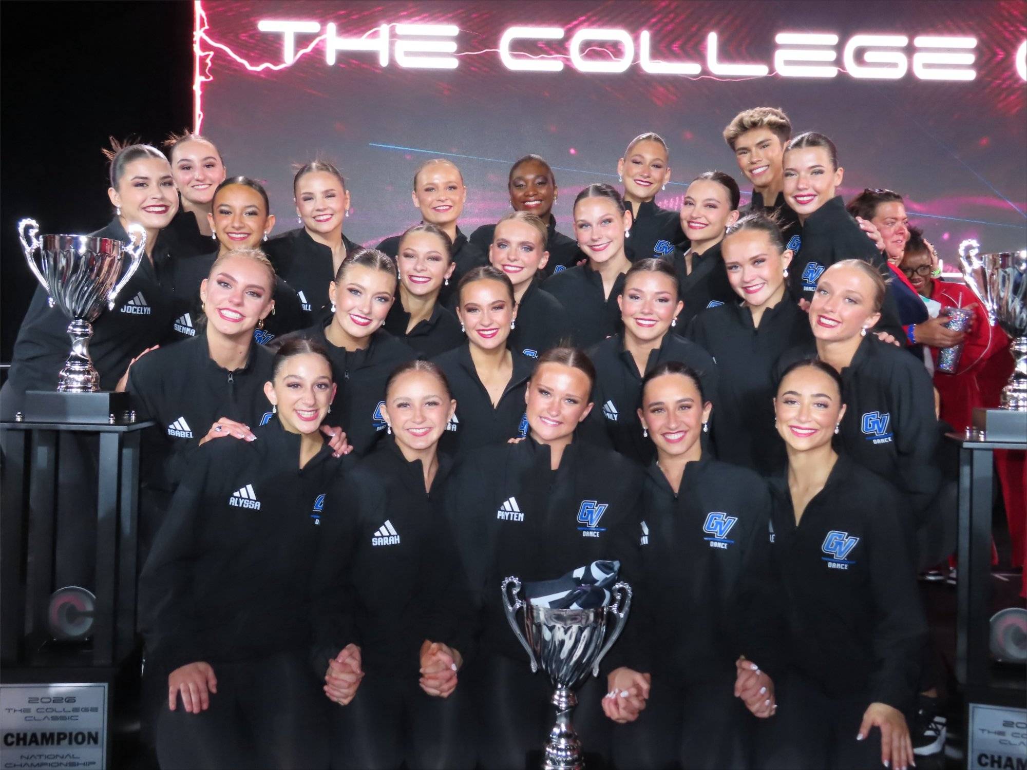 Laker dance team on stage after national win